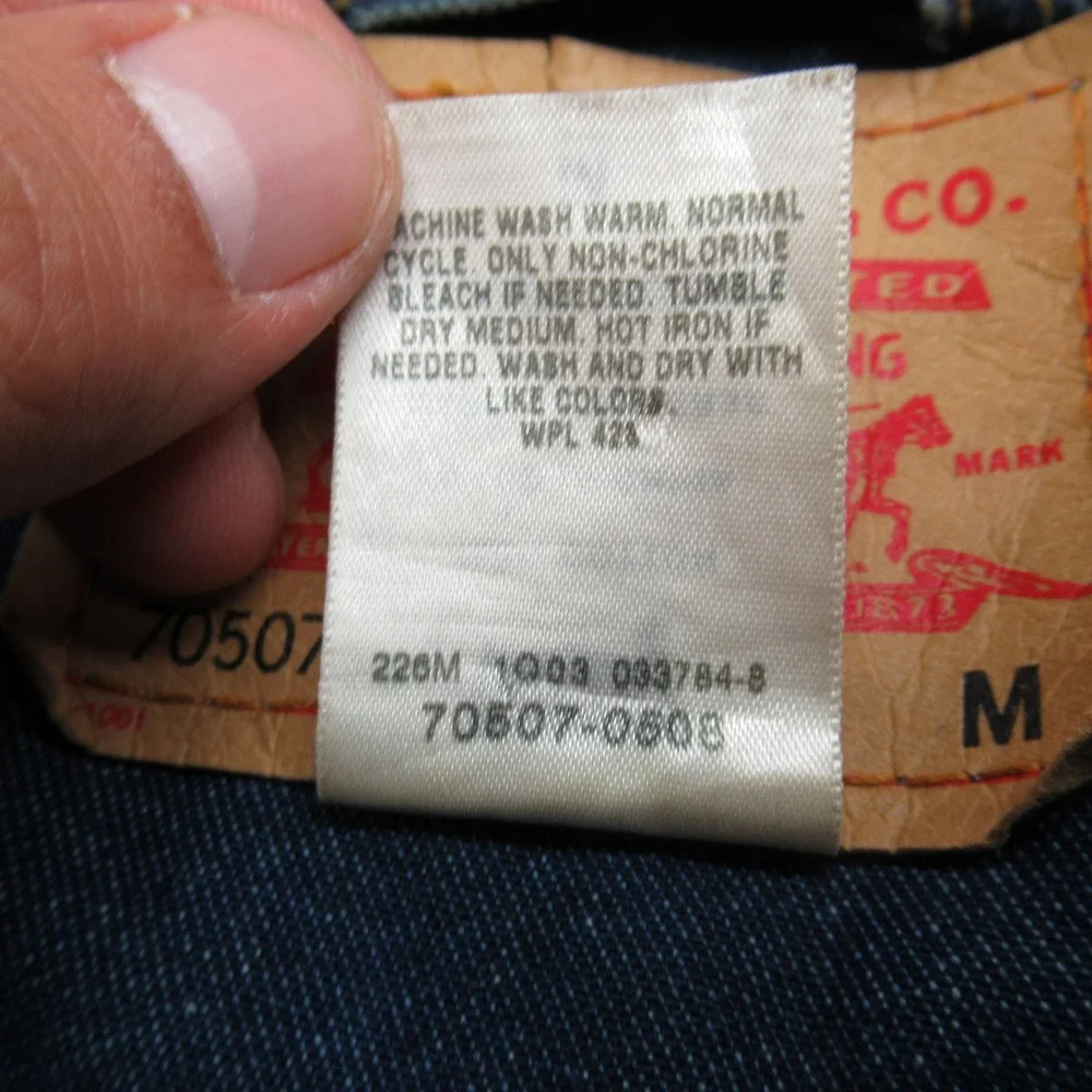 Levis Denim Jacket Men Medium Blue Button Relaxed‎ Trucker Hippie Whisker Patch - Picture 5 of 16